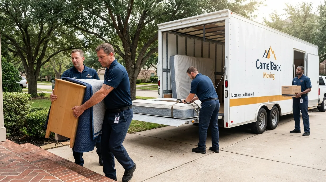 Crew loading residential truck for cross-state move from Canton, MO