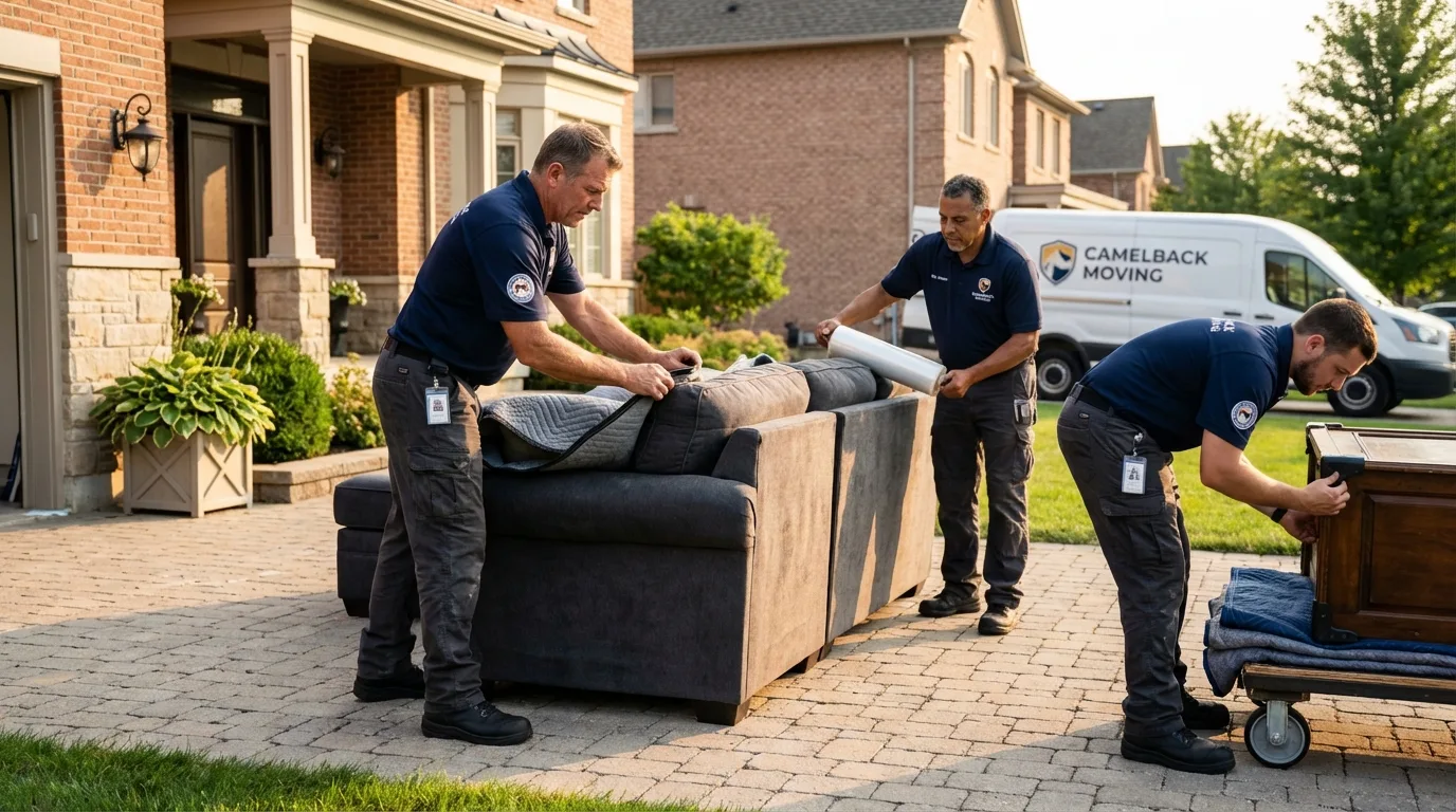 Large estate moving crew wrapping furniture in Canton, MO